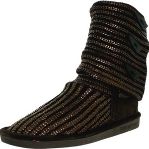 Knit mid calf foldover boots